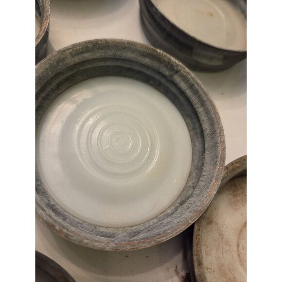 12 Zinc BALL Canning Jar Lids with Milk Glass Inserts Regular Mouth - Picture 9 of 11